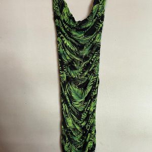 Norma Kamali Bill Pam Leave Shirring Halter Dress